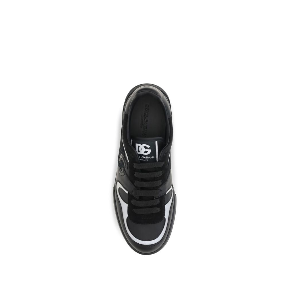 Dolce &amp; Gabbana Black Calf Leather Bos Taurus Sneakers