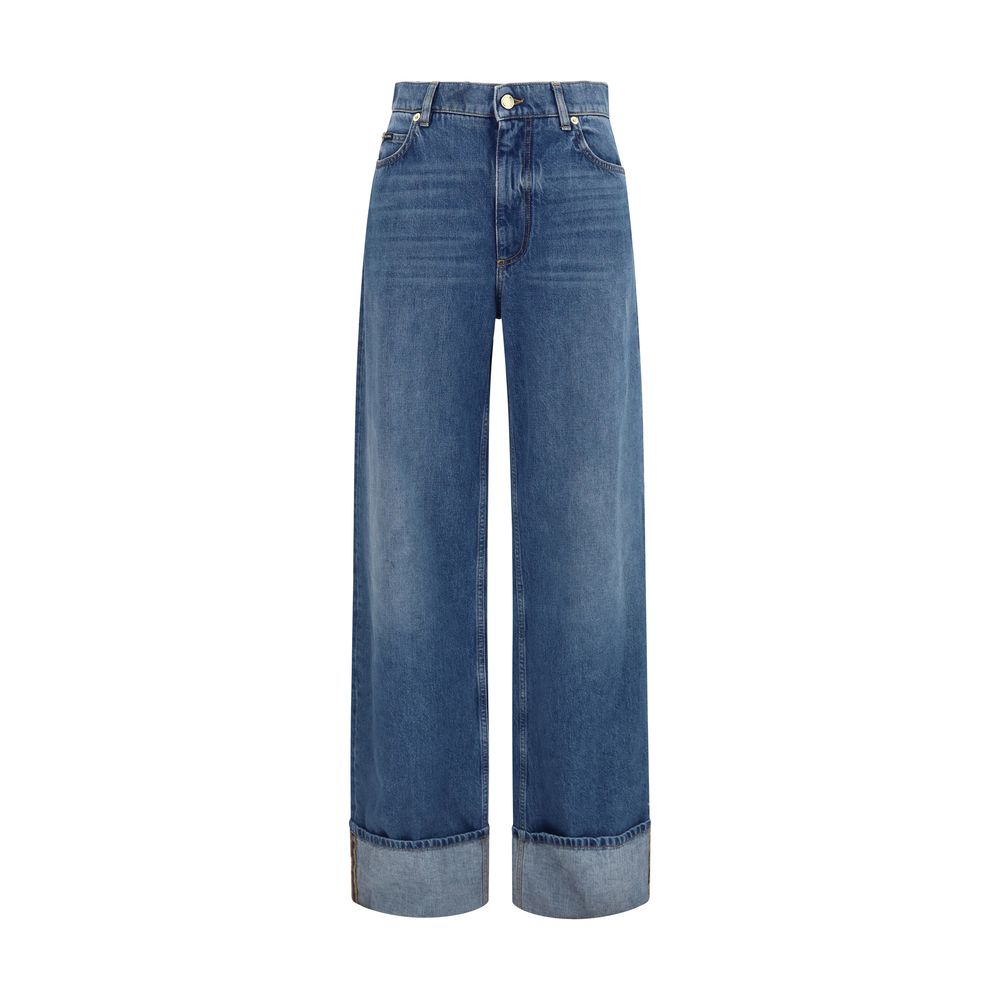 Dolce &amp; Gabbana Blue Cotton Straight-Leg Jeans
