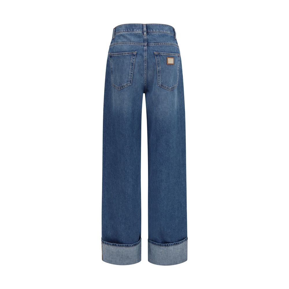 Dolce &amp; Gabbana Blue Cotton Straight-Leg Jeans
