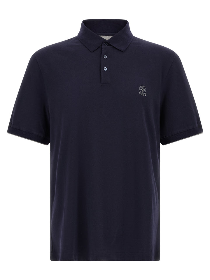 Brunello Cucinelli Blue Cotton Polo Shirt