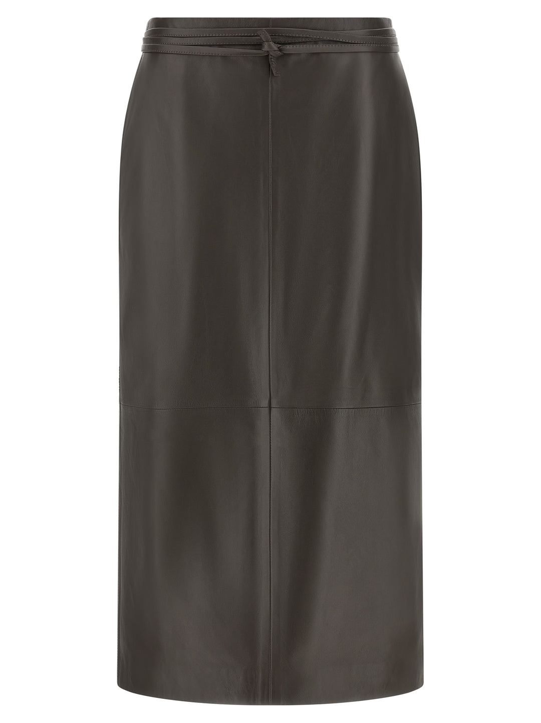 Alberta Ferretti Brown Lamb Leather Midi Skirt
