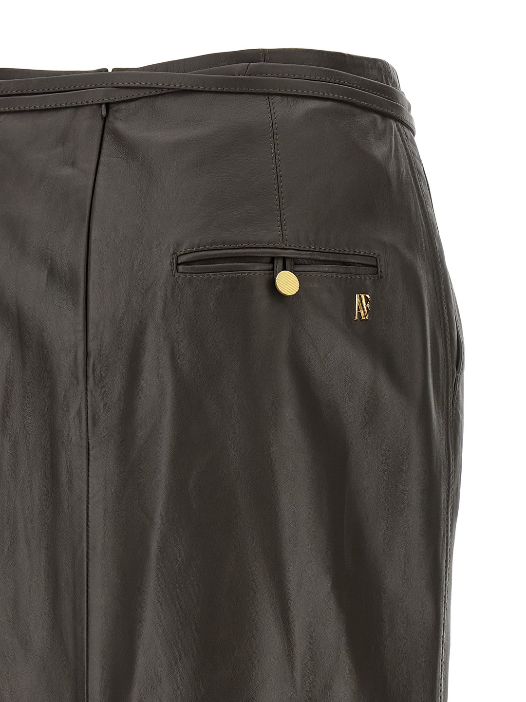 Alberta Ferretti Brown Lamb Leather Midi Skirt