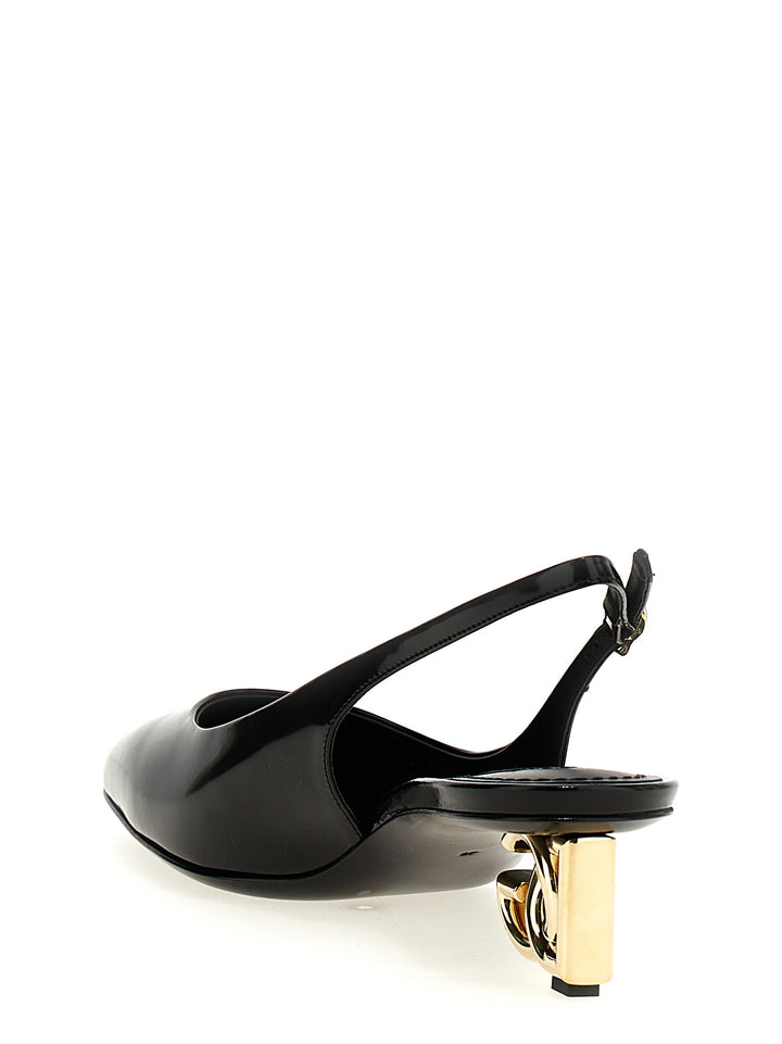 Dolce &amp; Gabbana Black Calfskin Mid Heel Pumps