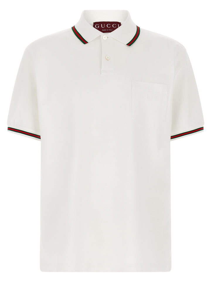 Gucci White Cotton Polo Shirt