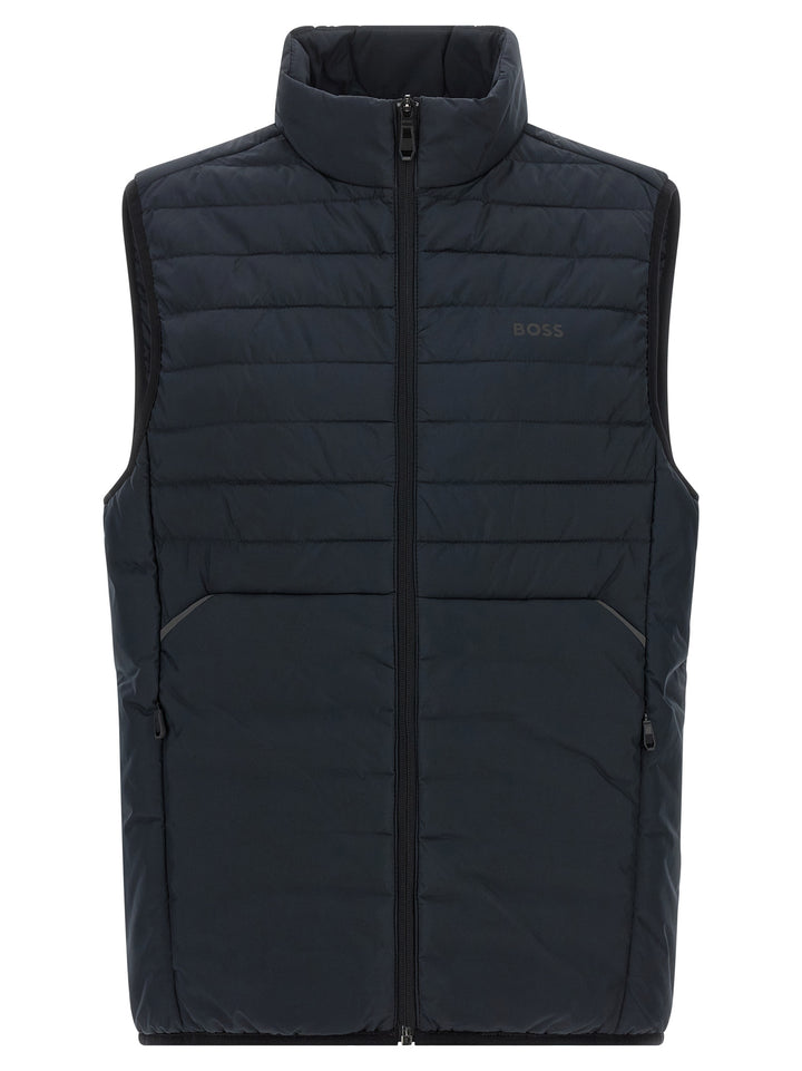 Hugo Boss Blue Polyester Sleeveless Jacket