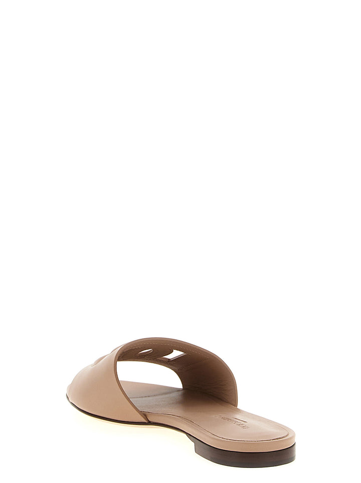 Dolce &amp; Gabbana Beige Calfskin Slides