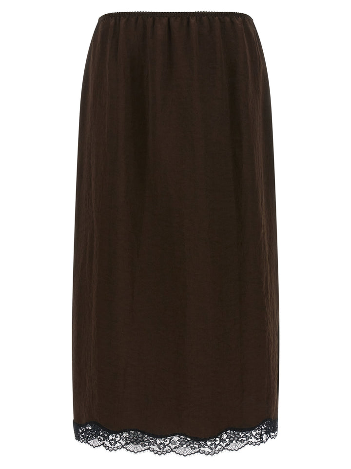 Twinset Brown Marabou Midi Skirt