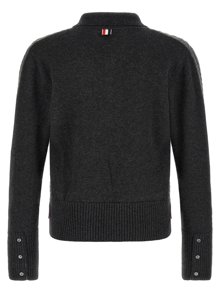 Thom Browne Gray Virgin Wool Polo Shirt