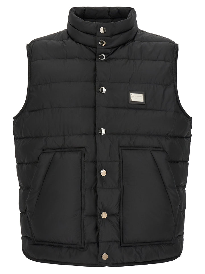 Dolce &amp; Gabbana Black Polyester Sleeveless Jacket