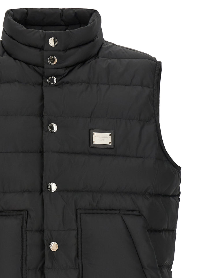 Dolce &amp; Gabbana Black Polyester Sleeveless Jacket