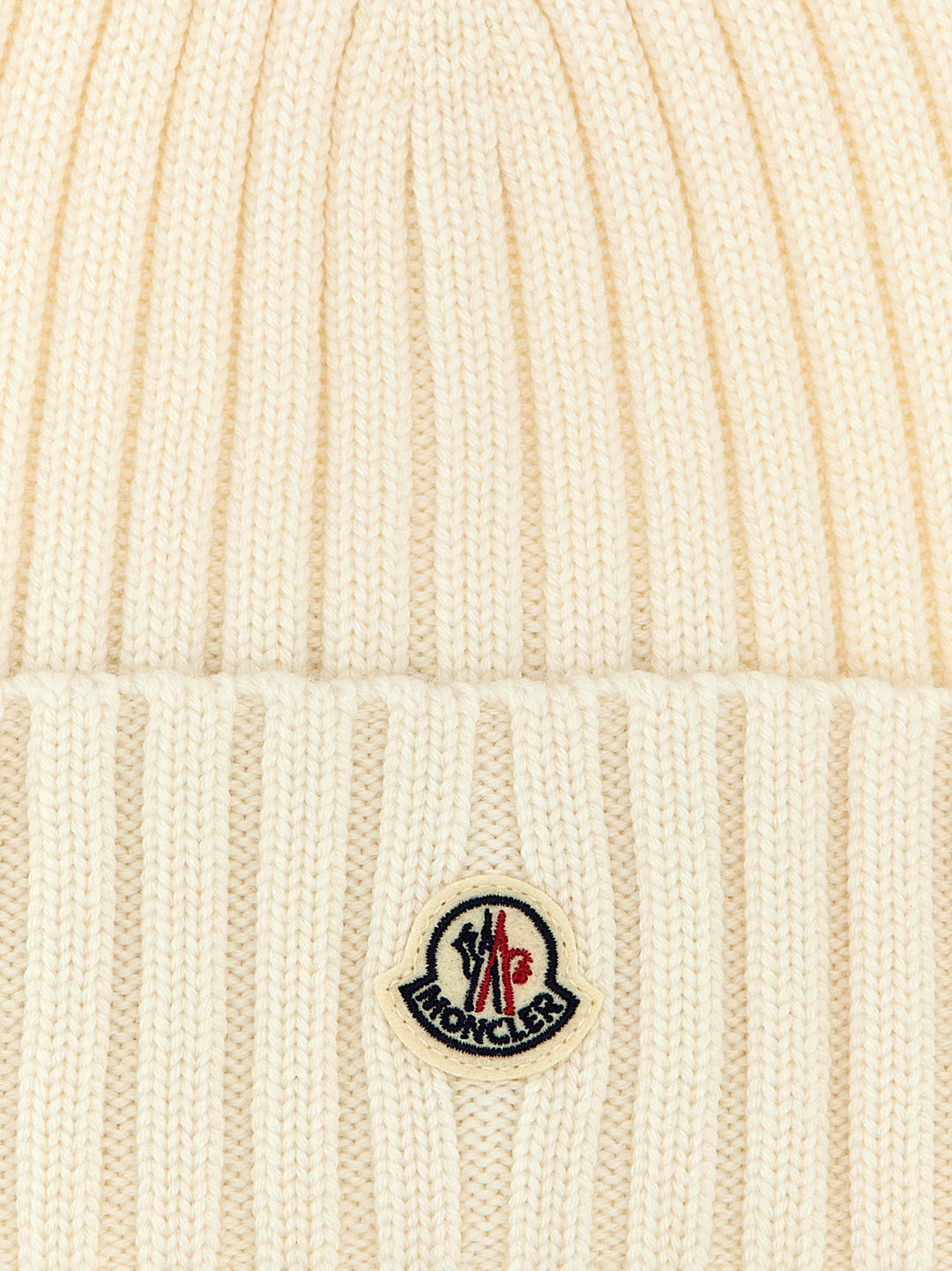 Moncler White Virgin Wool Beanie