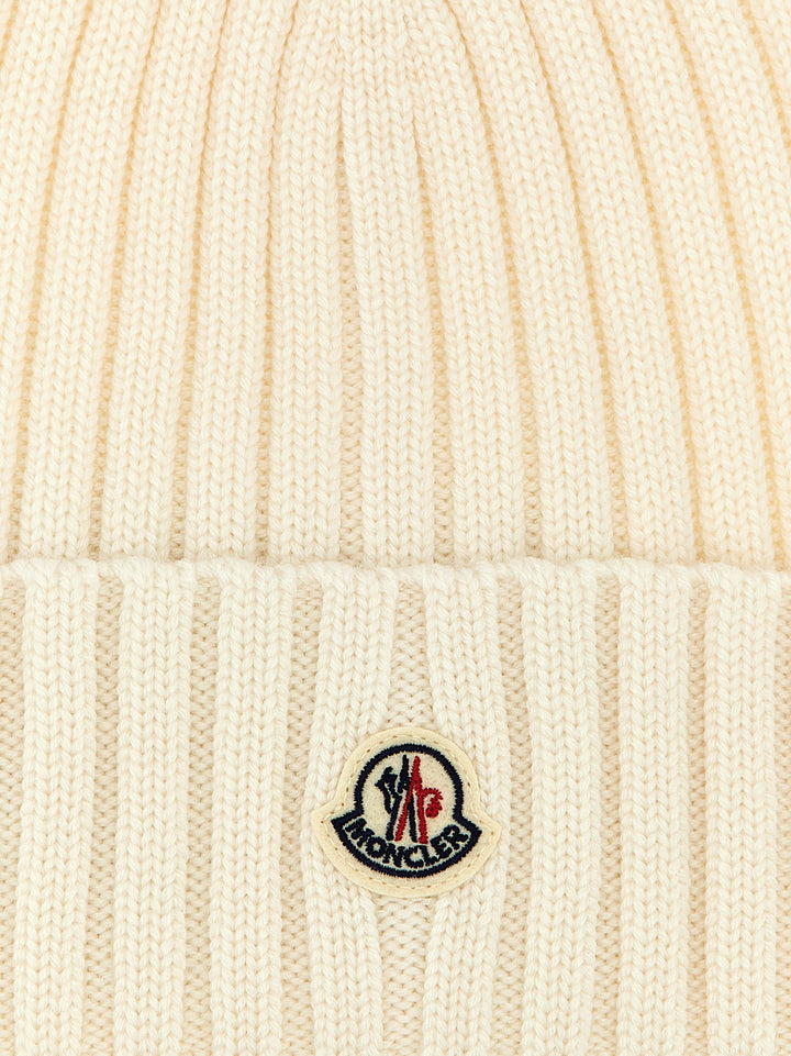 Moncler White Virgin Wool Beanie
