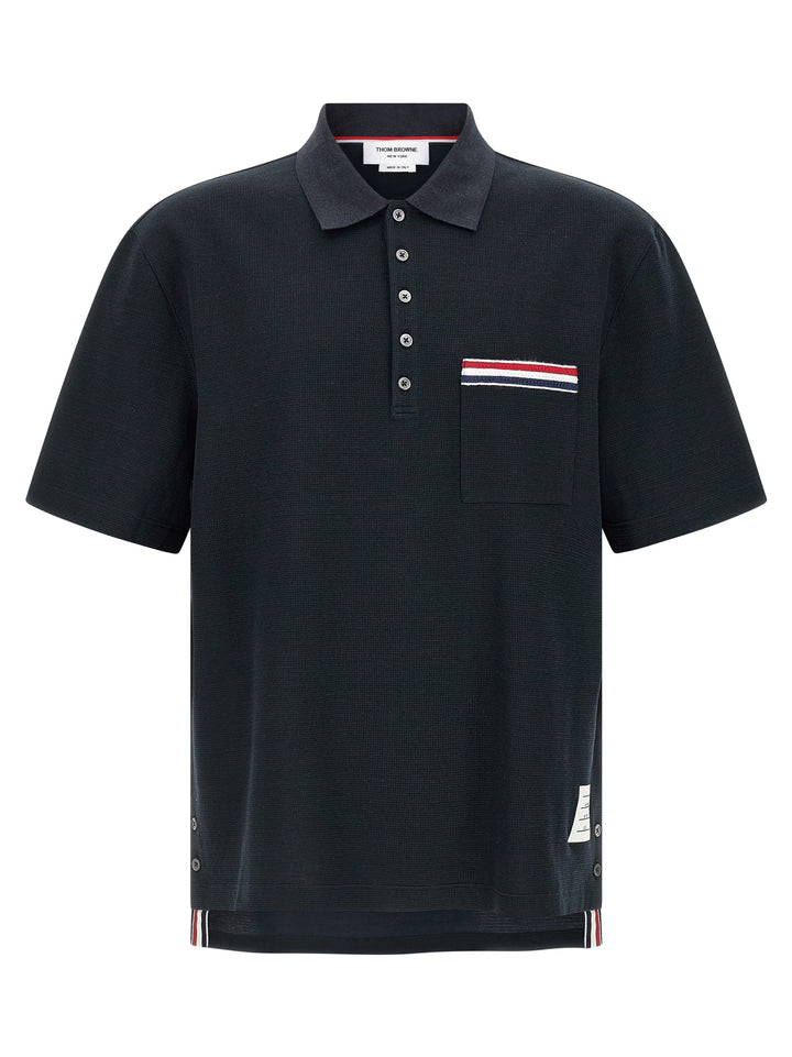 Thom Browne Blue Cotton Polo Shirt