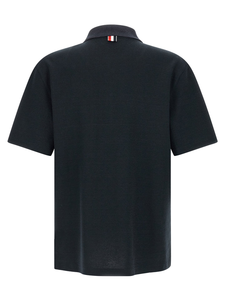 Thom Browne Blue Cotton Polo Shirt
