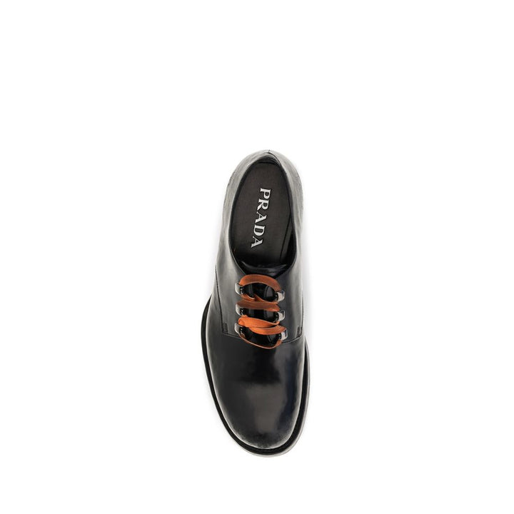 Prada Black Calf Leather Bos Taurus Oxfords And Derbies