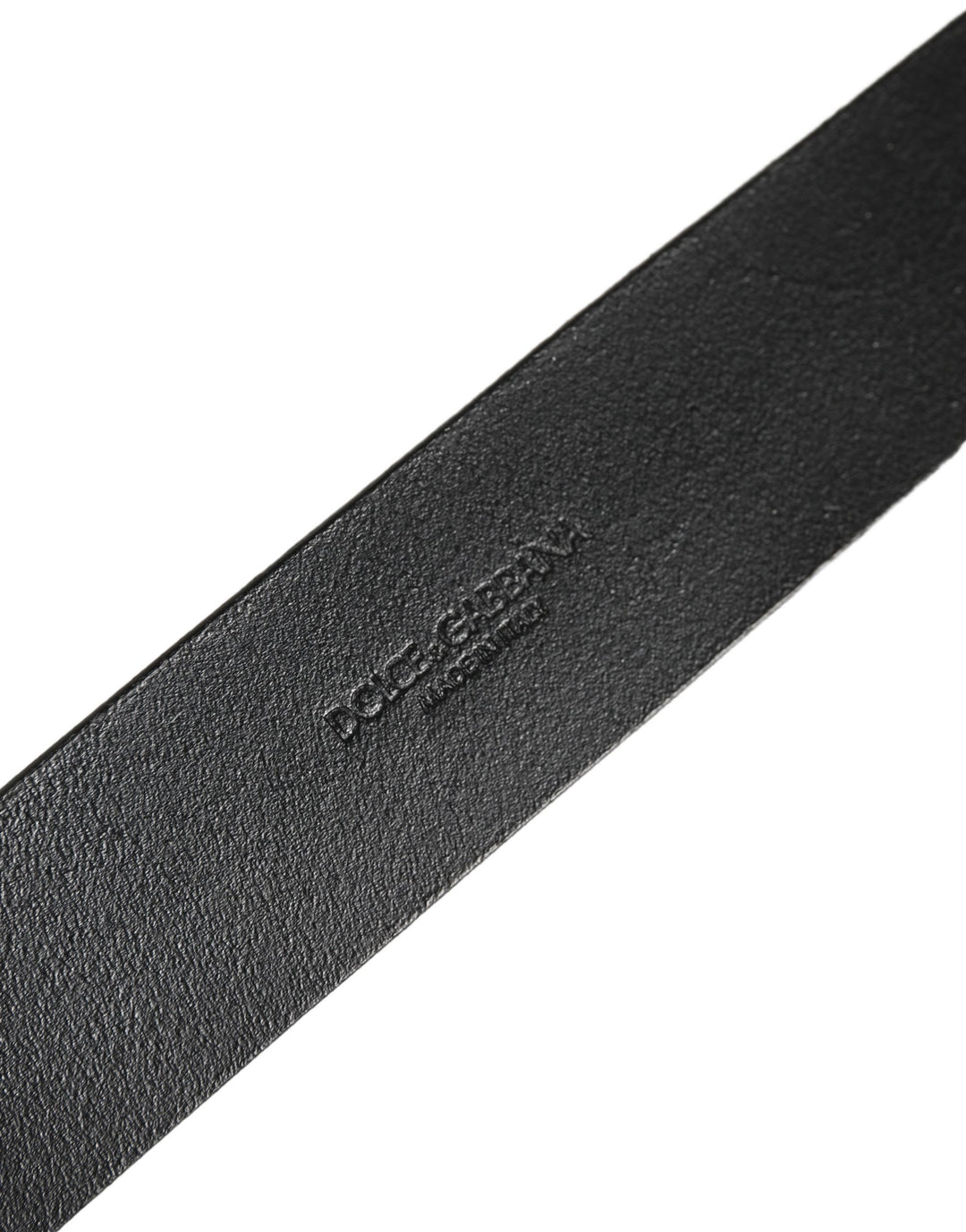 Dolce &amp; Gabbana Black Leather Brushed Metal Buckle Men Belt