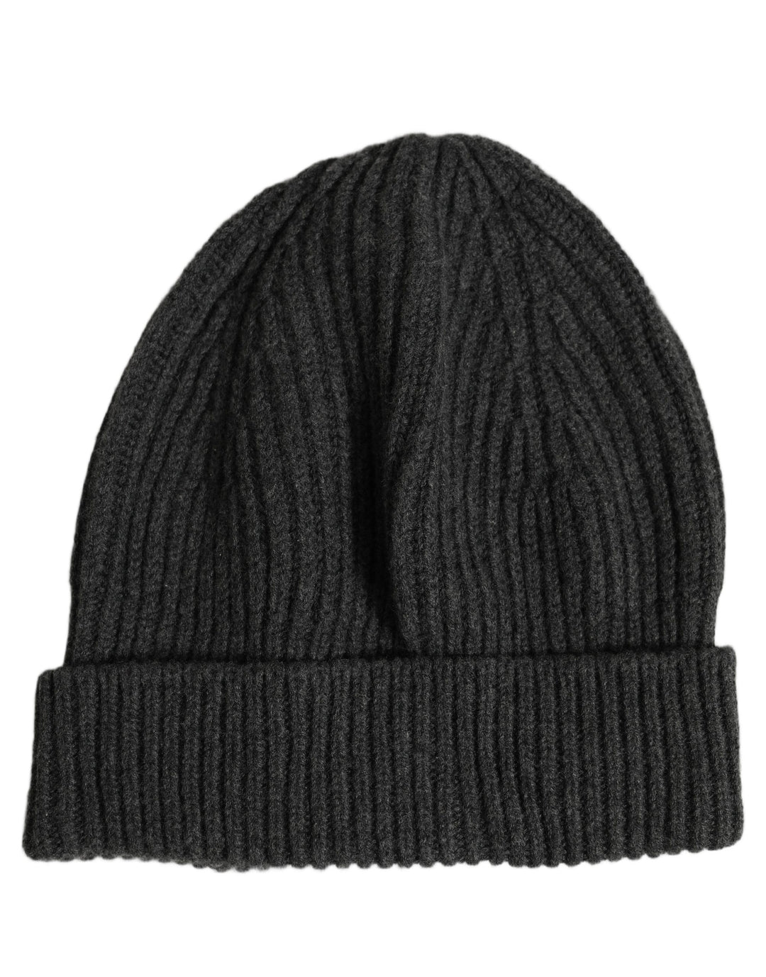 Dolce &amp; Gabbana Men Charcoal Grey Ribbed Wool Knit Beanie One Size Hat