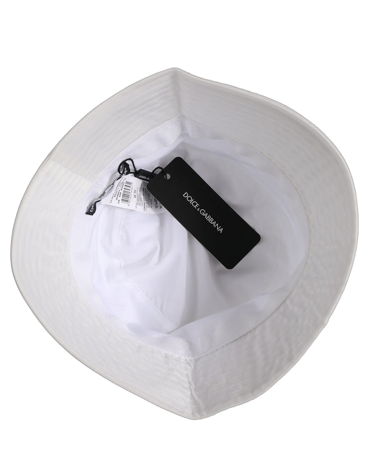 Dolce &amp; Gabbana Men White Nylon Wide Brim Bucket Capello Hat
