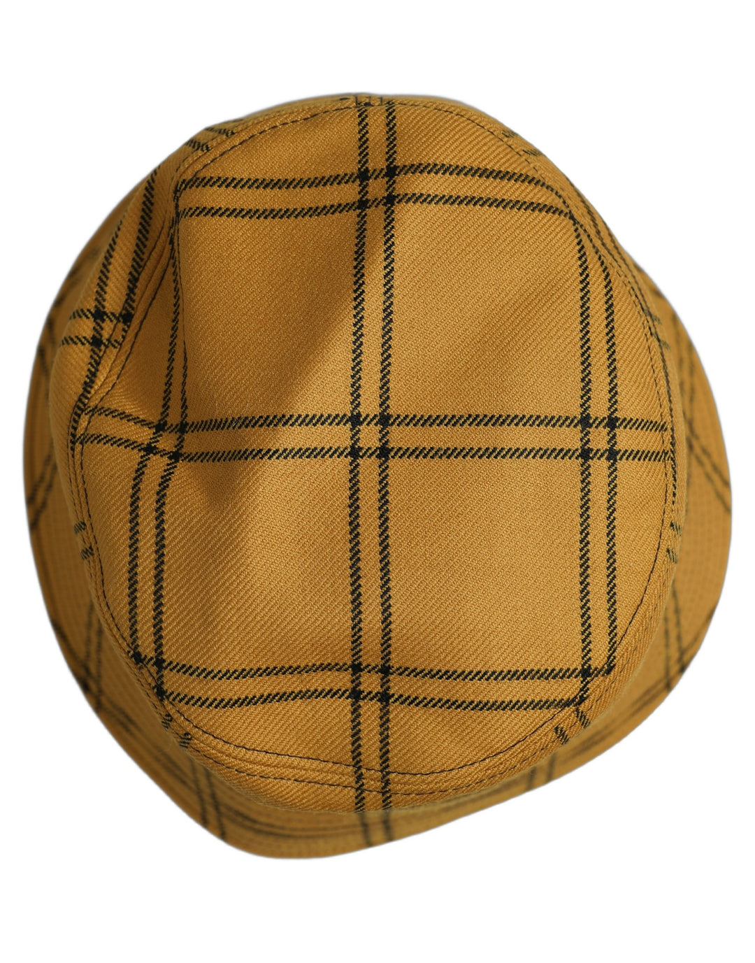 Dolce &amp; Gabbana Men Dark Yellow Check Wide Brim Bucket Cap Hat