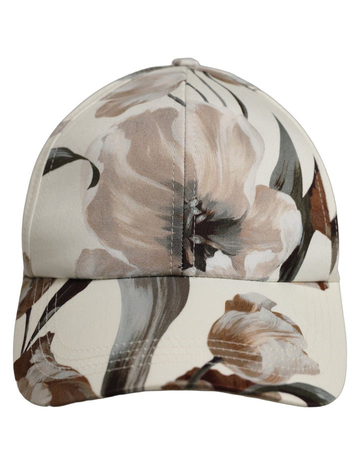 Dolce &amp; Gabbana Men Beige Floral Cotton Baseball Capello Hat