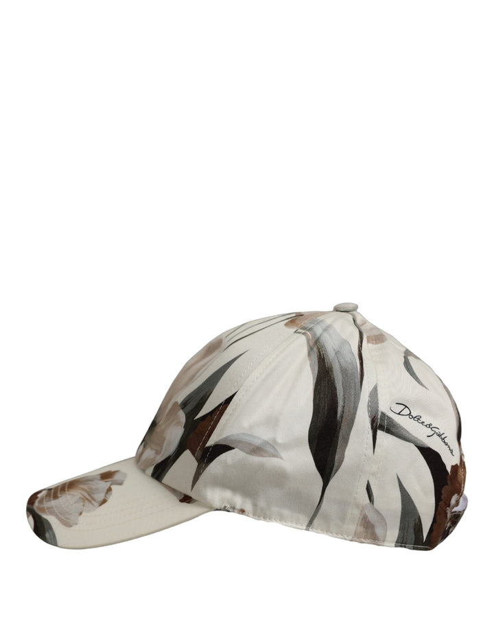 Dolce &amp; Gabbana Men Beige Floral Cotton Baseball Capello Hat