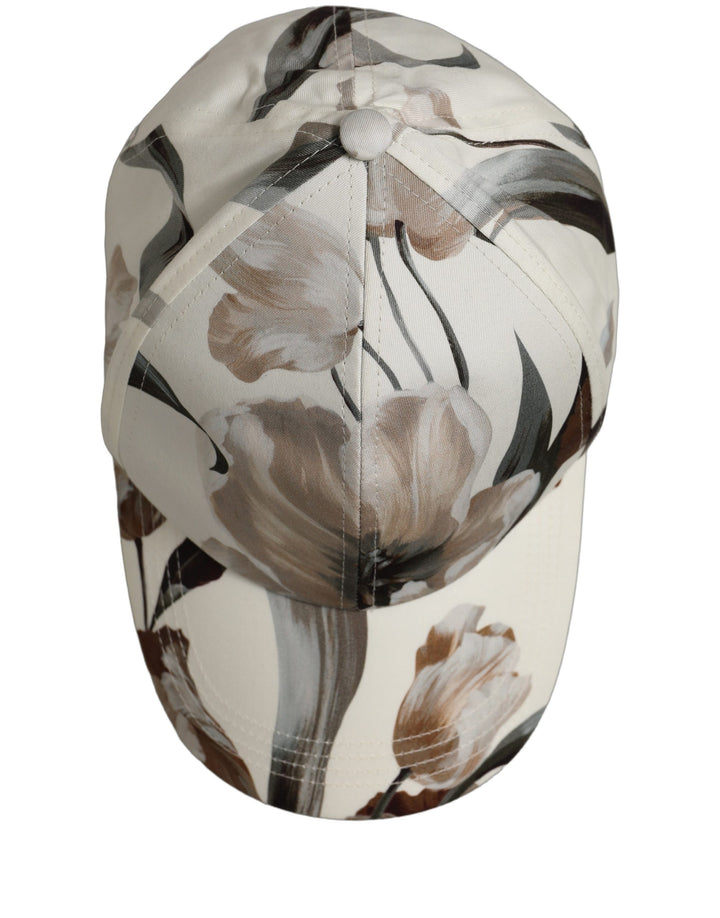 Dolce &amp; Gabbana Men Beige Floral Cotton Baseball Capello Hat