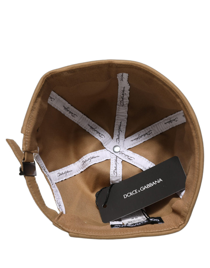 Dolce &amp; Gabbana Men Khaki Cotton Docker Capello Brimless Hat