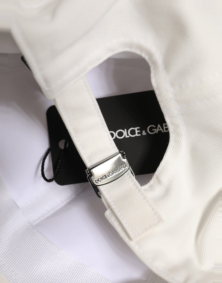 Dolce &amp; Gabbana Men White Cotton Baseball Capello 6 Panels Hat