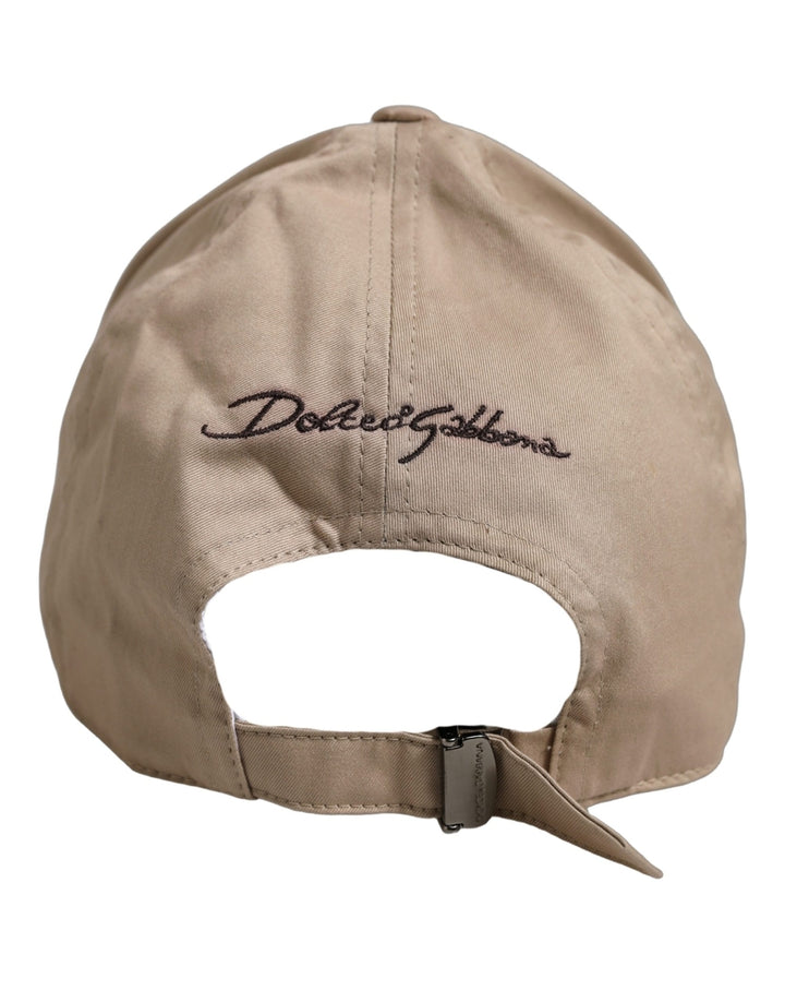 Dolce &amp; Gabbana Men Beige Cotton Stretch Baseball Capello Hat