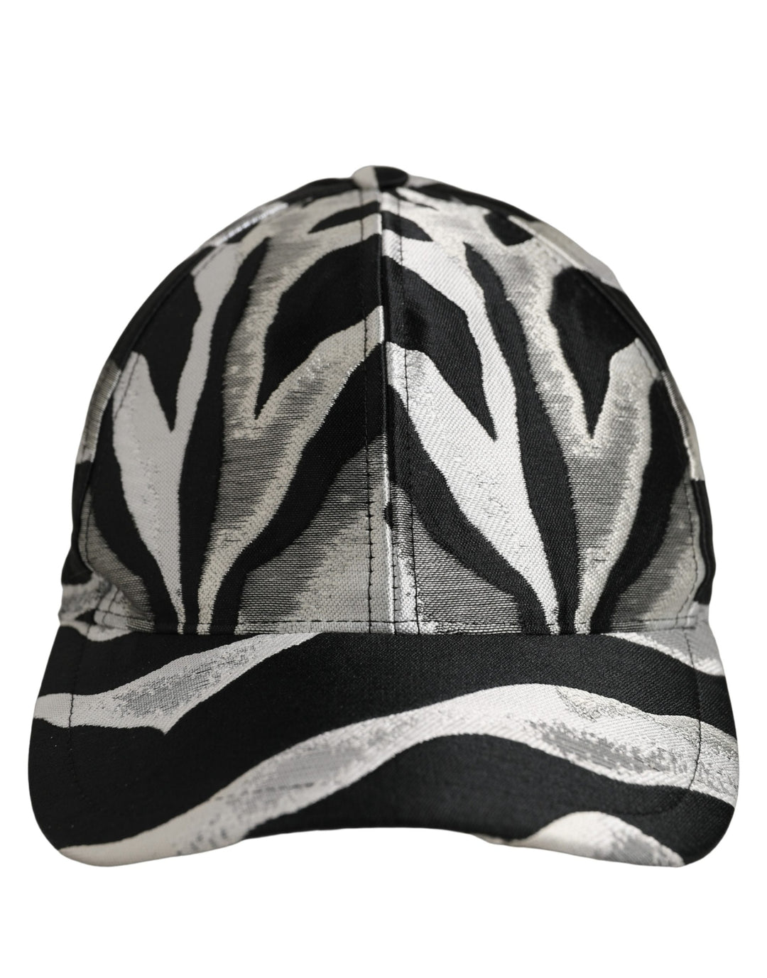 Dolce &amp; Gabbana Men Black Silver Zebra Pattern Baseball Cap Hat