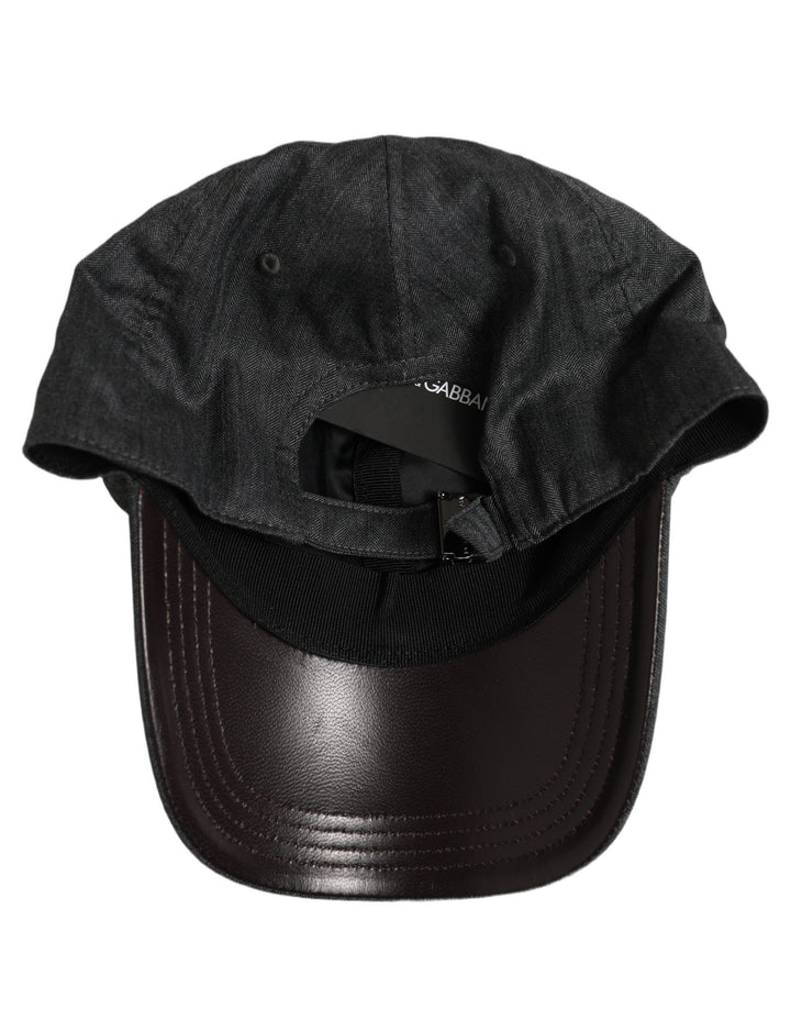 Dolce &amp; Gabbana Men Dark Gray Herringbone Baseball Cap Hat