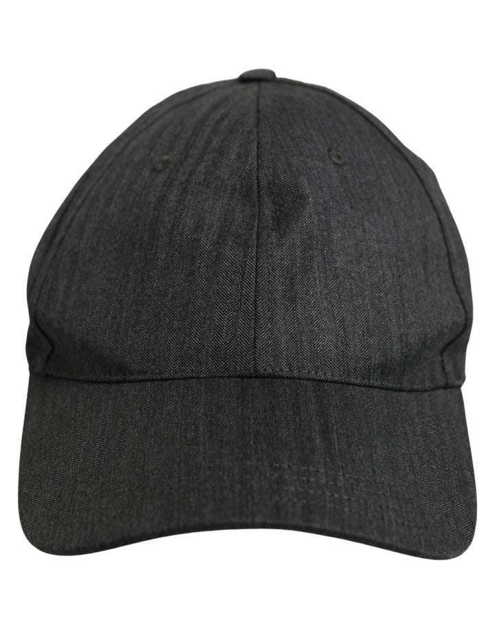 Dolce &amp; Gabbana Men Dark Gray Herringbone Baseball Cap Hat