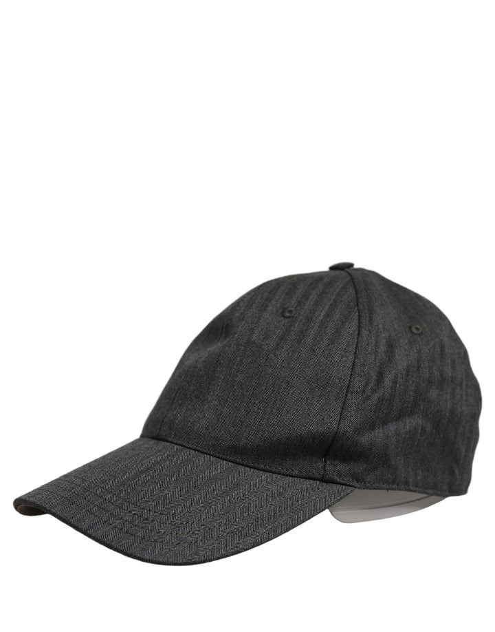Dolce &amp; Gabbana Men Dark Gray Herringbone Baseball Cap Hat