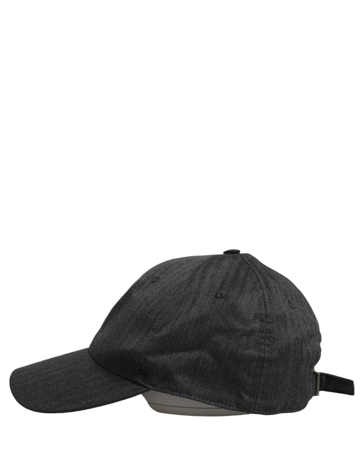 Dolce &amp; Gabbana Men Dark Gray Herringbone Baseball Cap Hat