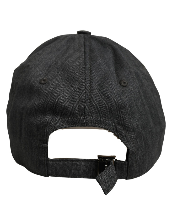 Dolce &amp; Gabbana Men Dark Gray Herringbone Baseball Cap Hat