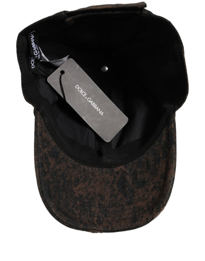Dolce &amp; Gabbana Men Brown Cotton Distressed Baseball Cap Hat