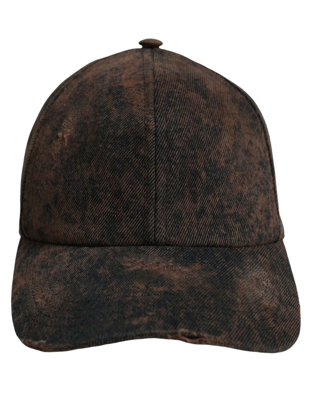 Dolce &amp; Gabbana Men Brown Cotton Distressed Baseball Cap Hat
