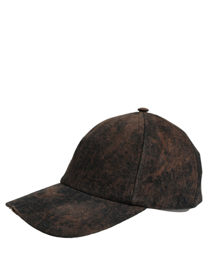 Dolce &amp; Gabbana Men Brown Cotton Distressed Baseball Cap Hat