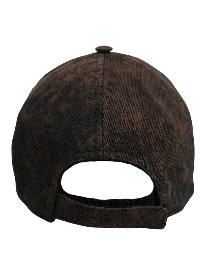 Dolce &amp; Gabbana Men Brown Cotton Distressed Baseball Cap Hat