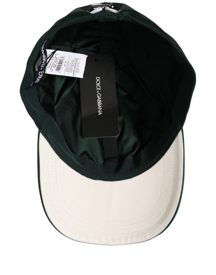 Dolce &amp; Gabbana Men Deep Green Cotton Baseball Cap 6 Panels Hat