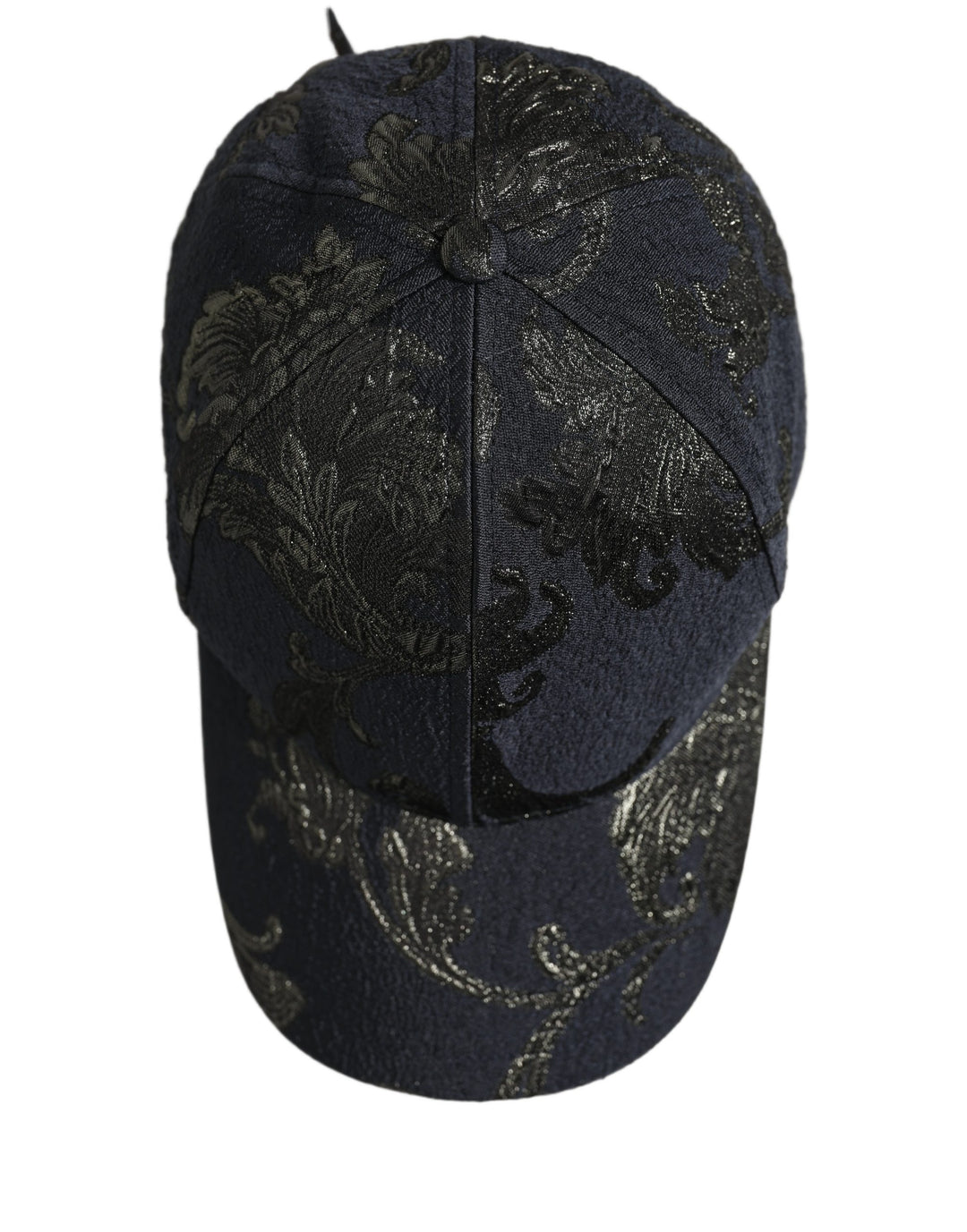 Dolce &amp; Gabbana Men Black Floral Barocco Cotton Baseball Cap Hat