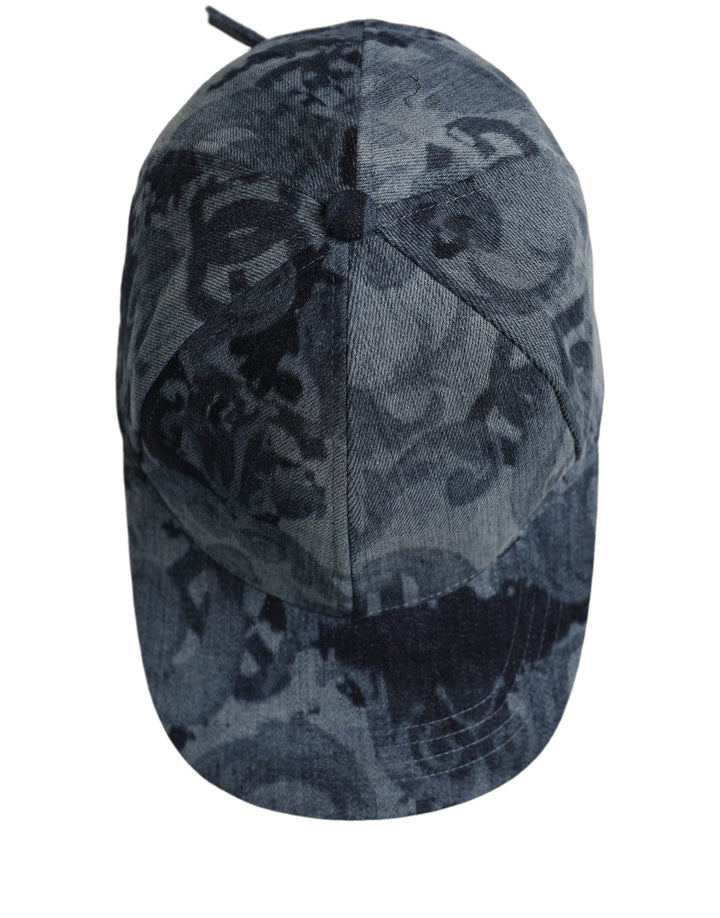 Dolce &amp; Gabbana Men Blue All Over Logo Cotton Baseball Cap Hat