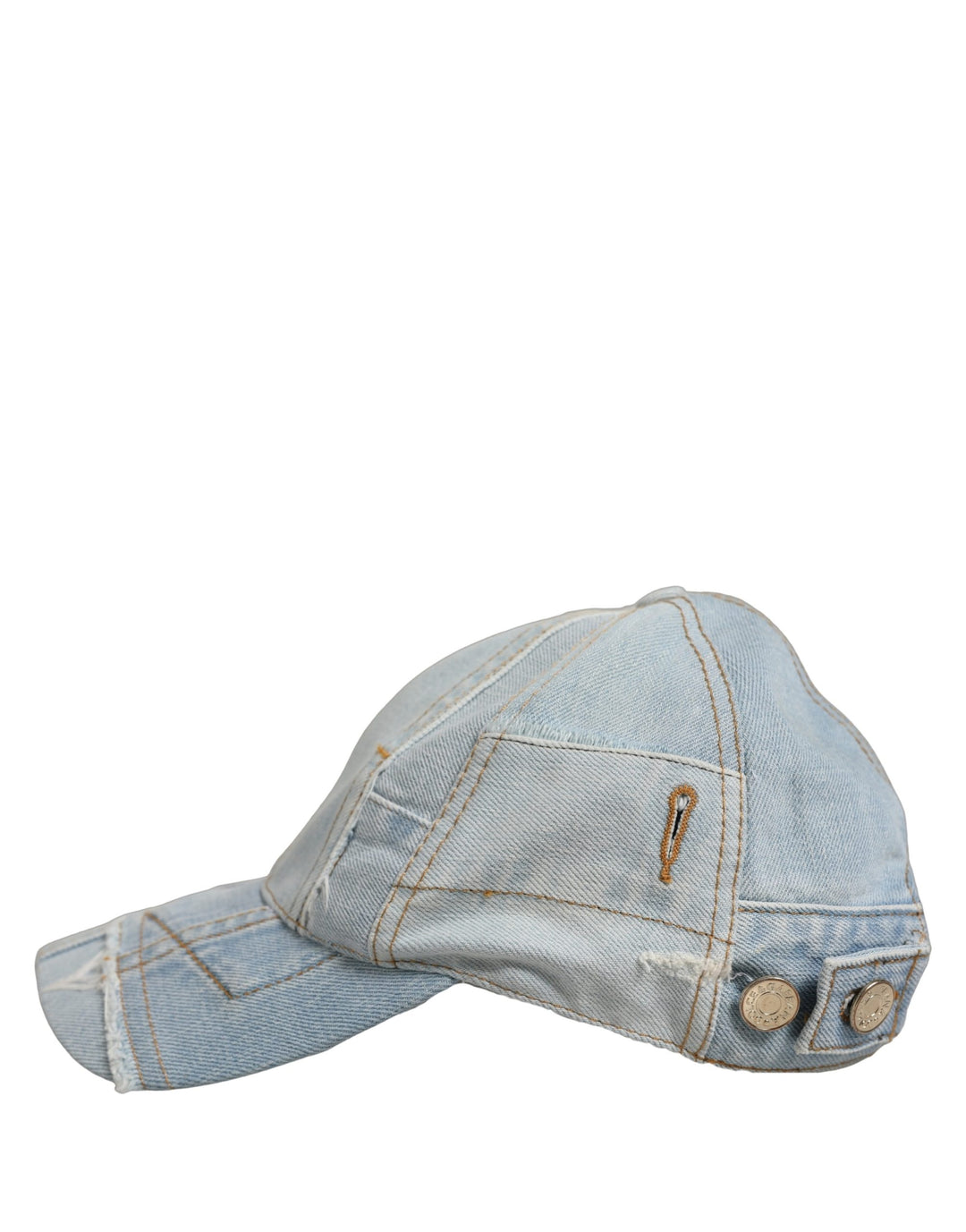 Dolce &amp; Gabbana Men Blue Patchwork Cotton Denim Baseball Cap Hat