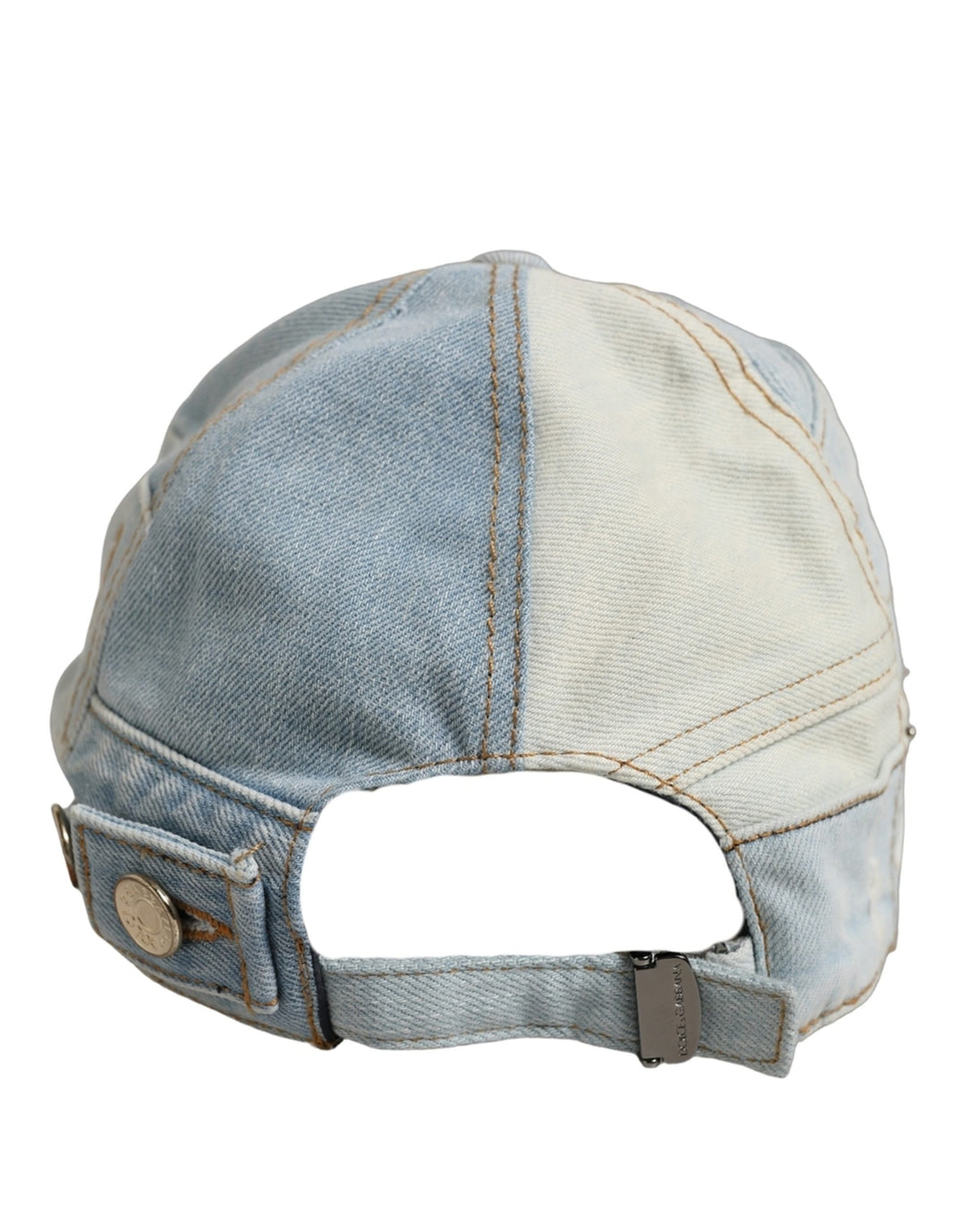 Dolce &amp; Gabbana Men Blue Patchwork Cotton Denim Baseball Cap Hat