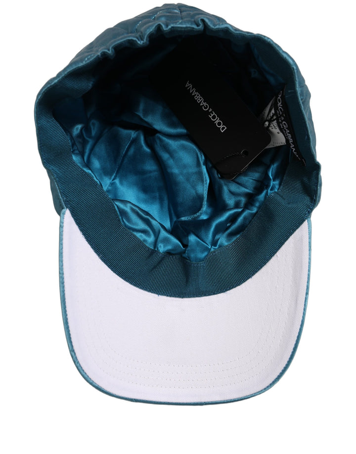 Dolce &amp; Gabbana Men Teal Polyester Quilted Baseball Cap Hat