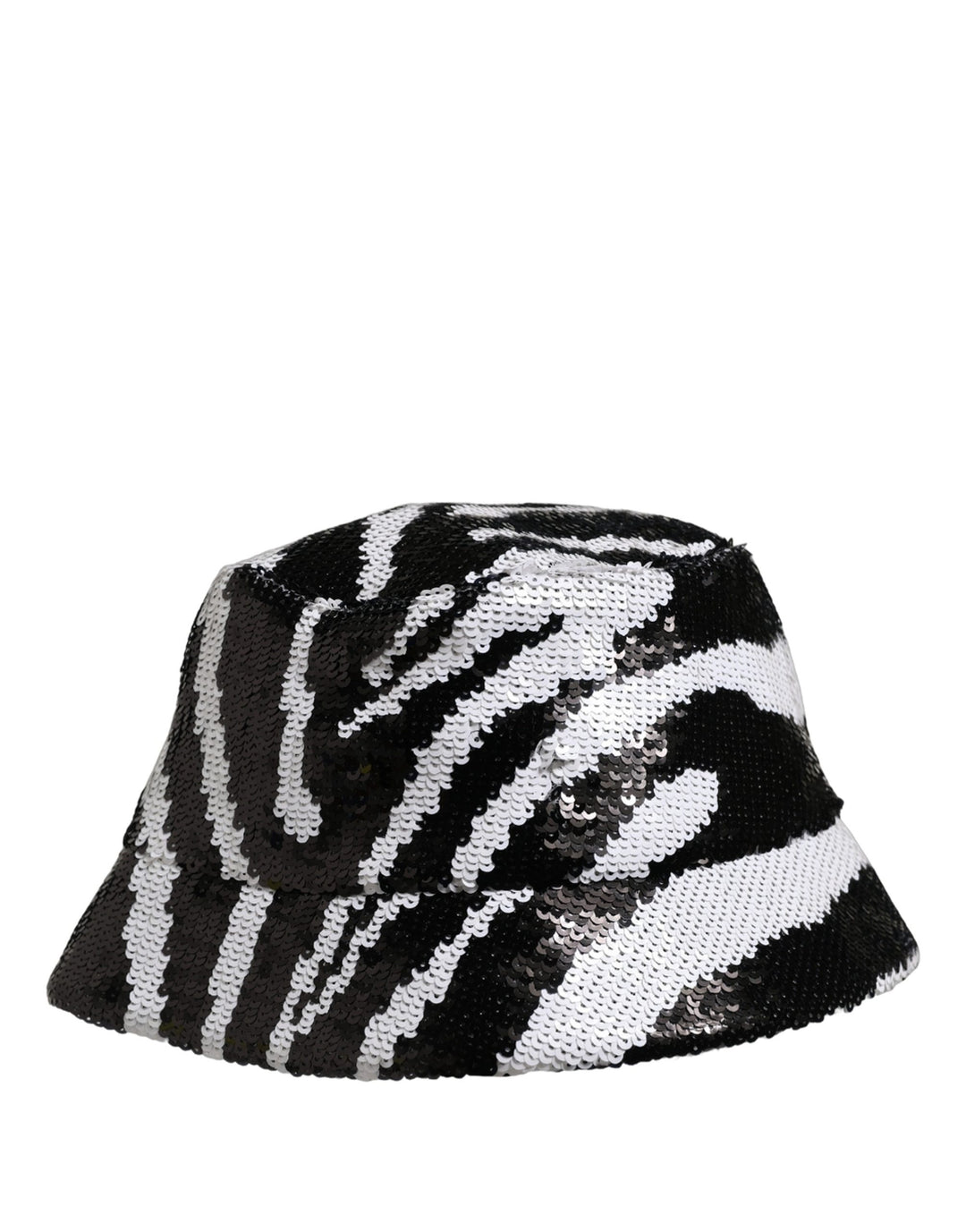 Dolce &amp; Gabbana Men Black White Zebra Sequin Bucket Cap Hat