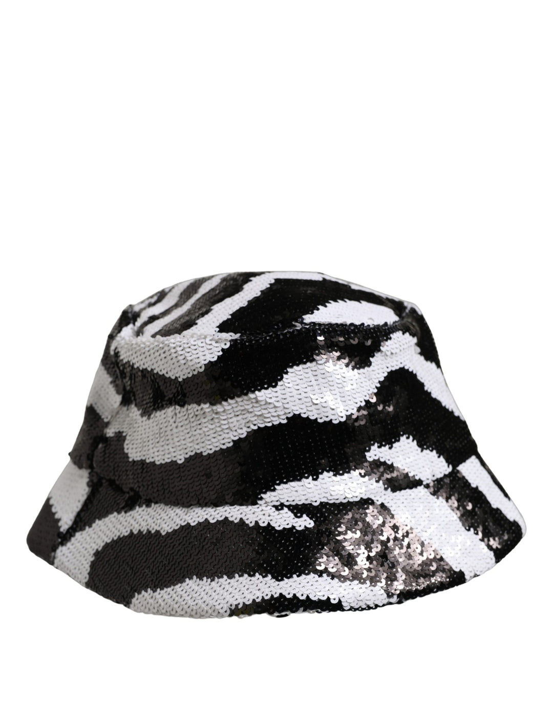 Dolce &amp; Gabbana Men Black White Zebra Sequin Bucket Cap Hat