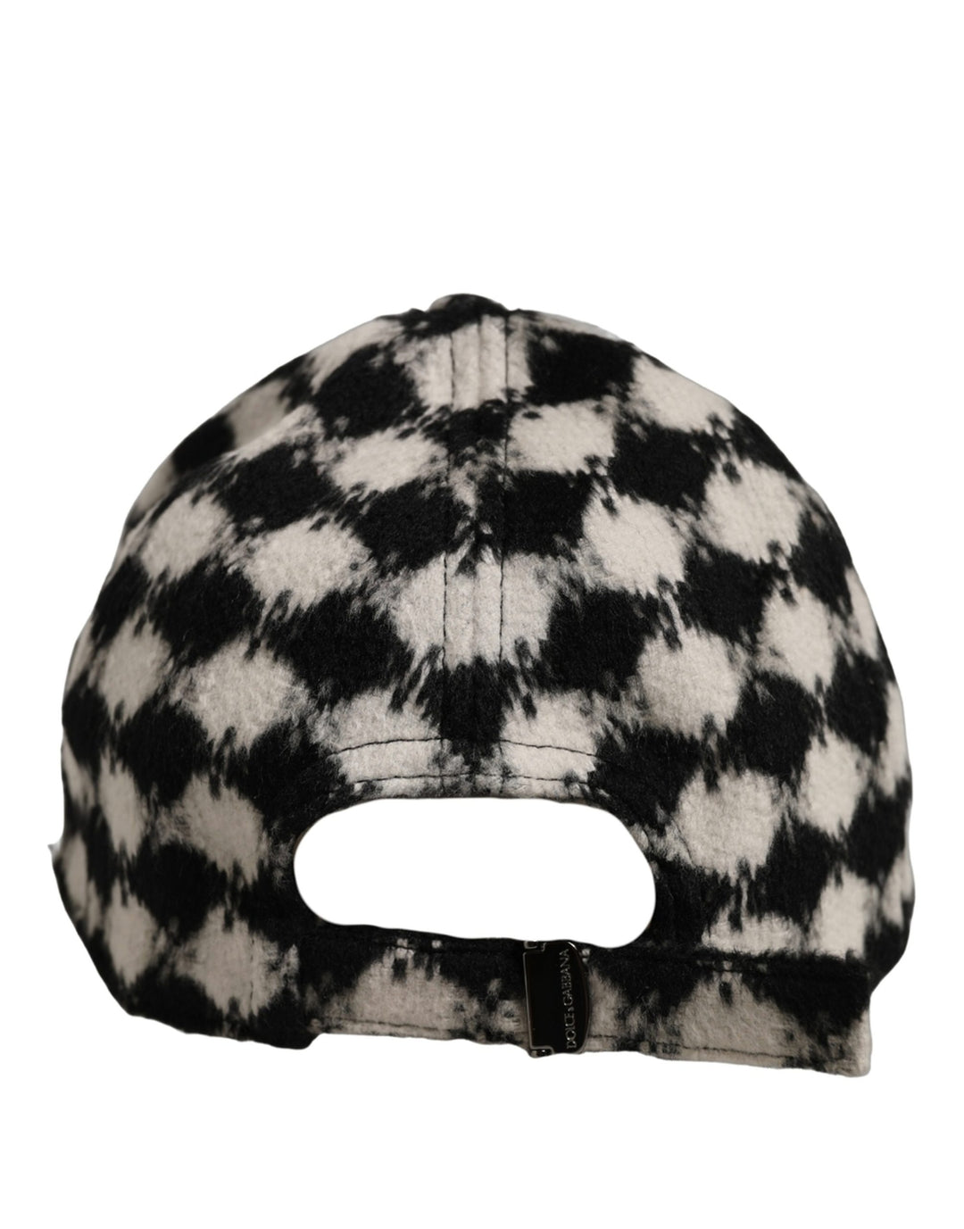 Dolce &amp; Gabbana Men Black White Diamond Wool Baseball Cap Hat
