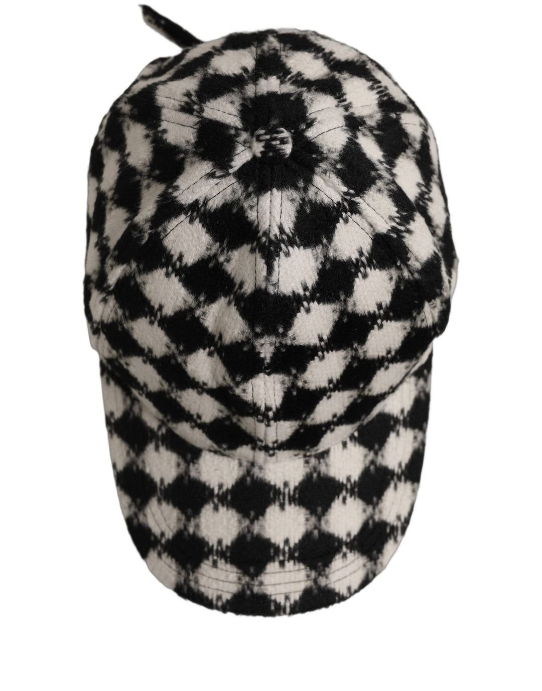 Dolce &amp; Gabbana Men Black White Diamond Wool Baseball Cap Hat