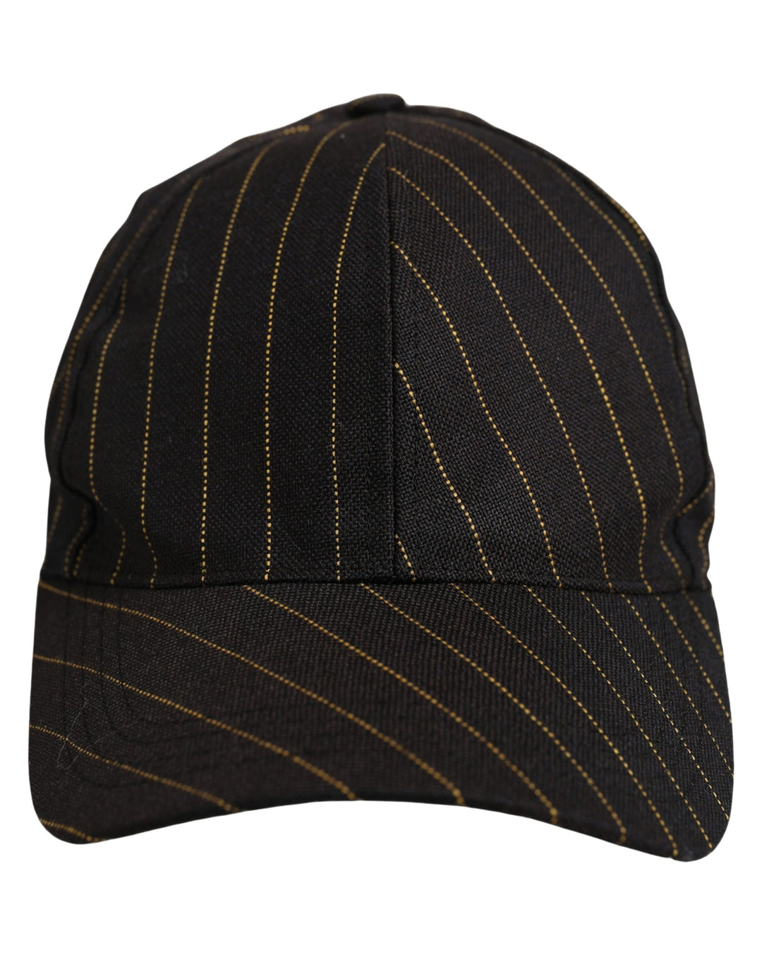 Dolce &amp; Gabbana Black Gold Pinstriped Cotton Baseball Cap Hat
